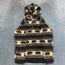 Old Navy Sherpa Jacket Boys XL 14-16 Beige Black Fleece Tribal Bear 1/4 Zip Cozy