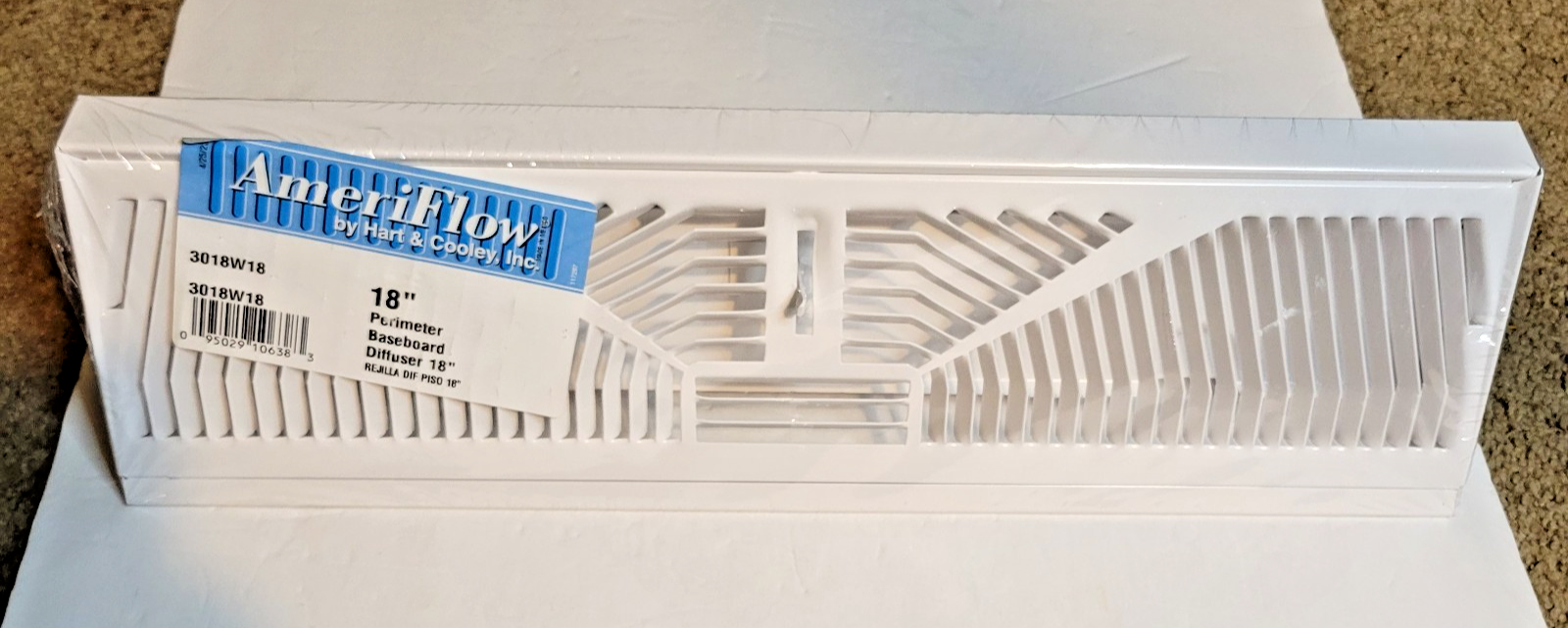 Baseboard Diffuser, Sunburst Pattern, Stamped Steel, Quantity of 8, 18 ...
