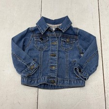 Carter's Jacket Girls 18 Months Blue Denim Trucker Button Front Pockets Stretch