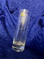 Vintage Clear Crystal Art Glass Vase 10  Cylinder Etched Heavyweight Vase