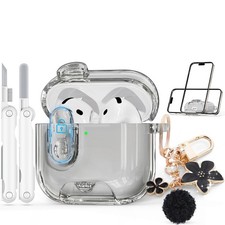 for AirPods 4 Case 2024 with Safety Lock,Clear Black