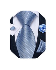 Mens Tie and Lapel Pin Set Silk Plaid Solid Paisley Necktie  Pocket Square C...
