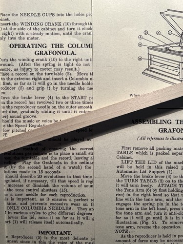 Copy Of Original Columbia  Graphonola No. 119 & 120 Operating Instructions - Afbeelding 4 van 5
