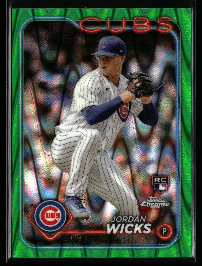 Jordan Wicks 2024 Topps Chrome #67 Green Raywave Refractors #/99 Rookie Cubs
