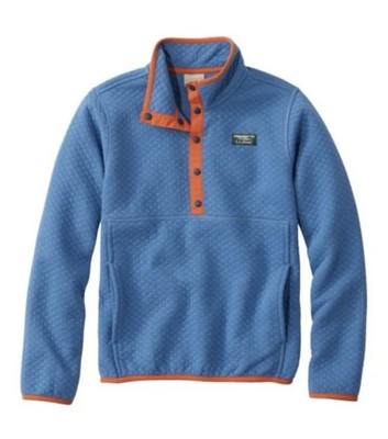 L.L.Bean Kids 1/4 Snap Popover Blue With Orang Trim Size L