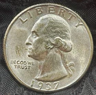 Uncirculated 1937-P Washington Quarter 25C Silver