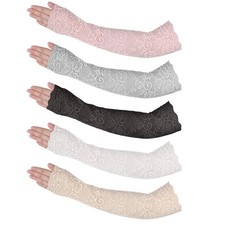 5 Pairs Women Lace Arm Sleeves, Breathable Lace Arm Sleeves for Women Long