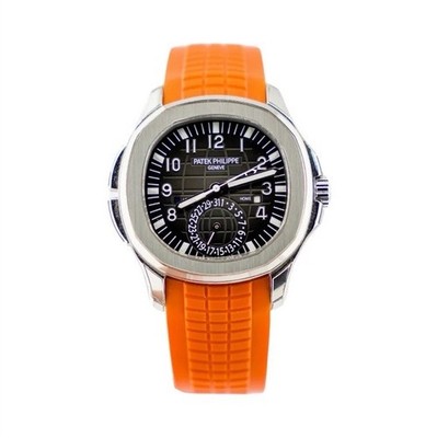 Patek Philippe Aquanaut Automatic Date Black Dial Orange Rubber Strap Box