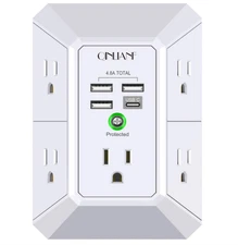 Wall Charger, Surge Protector, QINLIANF 5 Outlet Extender with 4 USB Charging...