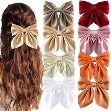8 Pcs Hair Bows for Women Short Tail Bow Hair Clips White/Khaki/Orange/Pink/Red
