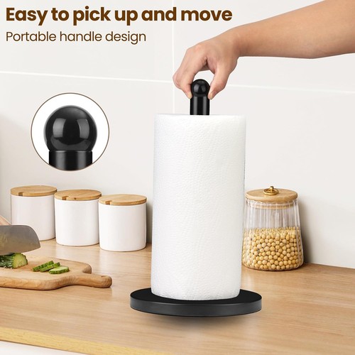 Stainless Steel Paper Towel Holder - Weighted Base, Non-Slip Countertop Black - Picture 5 of 8