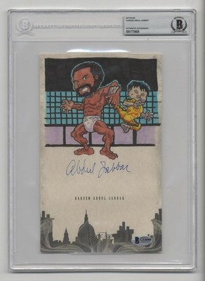 Kareem Abdul Jabbar Lakers HOF GPK Bruce Lee Signed Auto Sketch 1/1  BAS