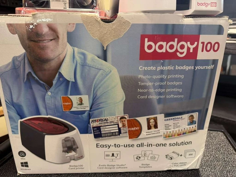 Evolis Badgy 100 Color Printer for Plastic ID Card badges and more New +extra - Image 4 of 4