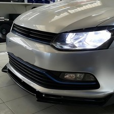 FOR VW POLO MK5 6R 6C 2009-17 FRONT BUMPER SPOILER SPLITTER LIP KIT GLOSS BLACK