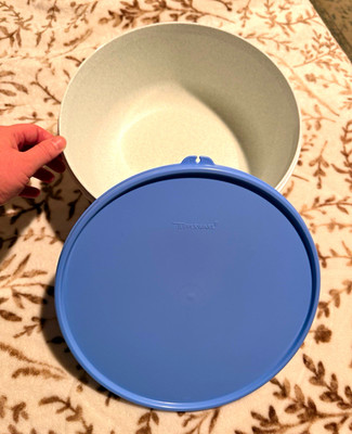 Tupperware Modular Mate 6 qt Round Plastic Bowl w/ Blue Snap Lid