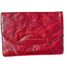 Vintage Eel Skin leather Clutch  The Eel Lady  made in Korea magnetic snap