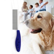Peine para mascotas gatos perros con mango de agarre suave, peine de aseo duradero acero inoxidable