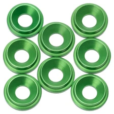 1Up Racing 820809 - Aluminum Countersunk Washers, M3 (8), Green, Green