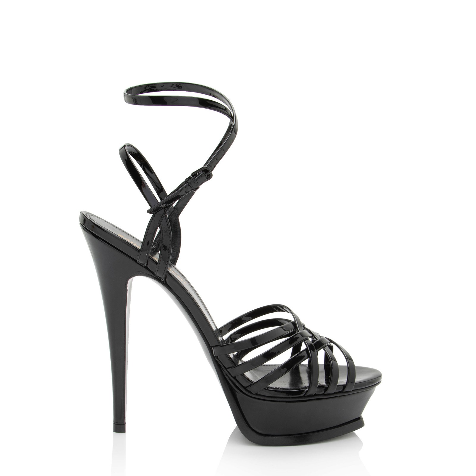 Sandali Saint Laurent in pelle verniciata con plateau incrociato incrociato taglia 8 5 38 5