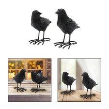 2PCS Statue Corbeau Réaliste Maison Jardin Décoration Résine Synthétique Orn
