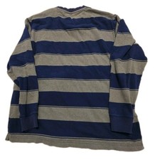 Chaps ***Men's XL Long Sleeve Blue/Gray Striped Shirt Thick Material 100% Cotton