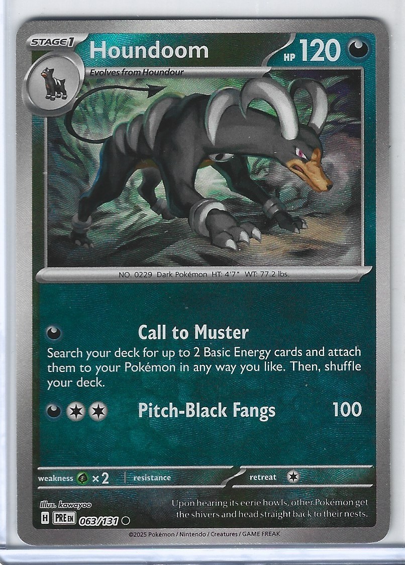 Houndoom 063/131 (Master Ball Pattern) Pokemon TCG Prismatic Evolutions Holo NM