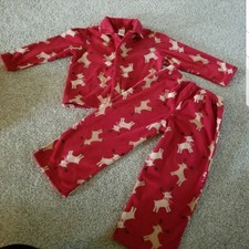Gymboree holiday pajamas sz XS 3-4 Red Fleece Reindeer Christmas Two Piece Set