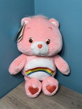Vintage Care Bears CHEER BEAR Plush 10  Pink RAINBOW Stuffed Plush Animal 2002