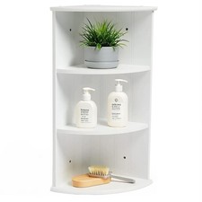 3 Tier Corner Shelf Unit Wooden Shelving Display Storage Bookcase Bathroom