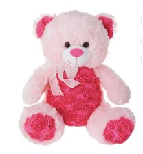 Teddy Bear Pink Rose Plush 14