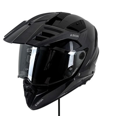 Airoh Bandit Dark Grey Gloss Helm M + silber verspiegeltes Visier Adventure Road ECE
