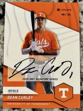 Dean Curley 2025 Onit Athlete Tennessee Volunteers Baseball Autograph /50 Auto