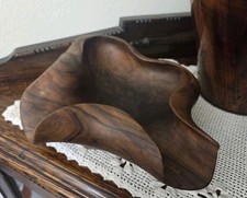 Vintage Dan Karner Free Form Wood Bowl Barcelona Spain Designer 10" x 8" x 3"
