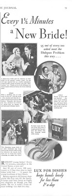 1931 Lux Soap Vintage Print Ad New Bride Groom Weddings Dishwashing