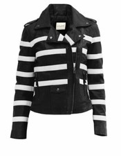 New Each X Other 100% Lambskin Leather Jacket Black & White  M Rrp £885