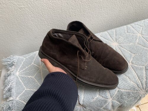 ERMENEGILDO ZEGNA Loafer Size 11.5 US Brown Suede Lace Up Made In Italy