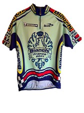 Vtg 2001 BIANCHI Biemme France Racing Cycling Bike JERSEY Mens Large L Short S 