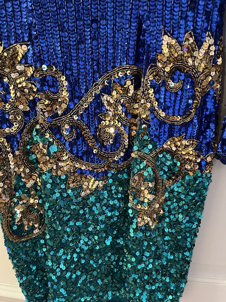 niteline della roufogali sequin dress Niteline by Della Roufogali 1980s Black Sequin Dress