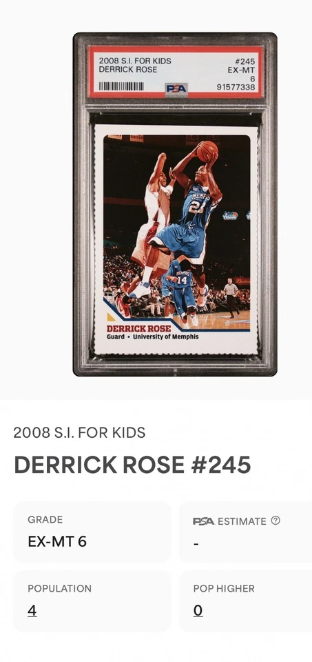 Derrick Rose ROOKIE BULLS STAR MEMPHIS 2008 Sports Illustrated for Kids SI PSA 6 - Image 4 of 4