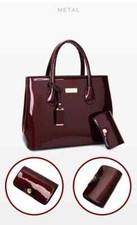 Women's Burgundy Elegant Lady Purse Handbag Classic Design