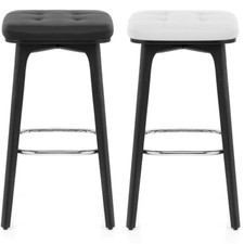 Malmo Faux Leather Seat Black Wooden Frame Breakfast Bar Stool (2 Variations)