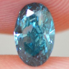 Oval Shape Diamond Fancy Blue Color Loose Real 0.51 Carat SI1 Certified Enhanced
