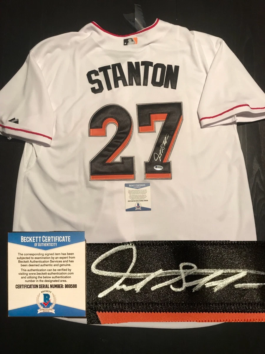 GIANCARLO STANTON HAND SIGNED MIAMI MARLINS JERSEY PSA DNA CERT