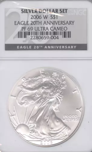 2006 W American Silver Eagle NGC PF69 Eagle 20th Anniversary