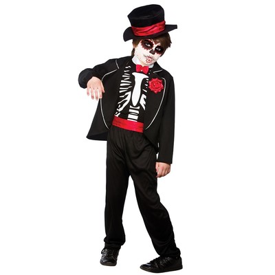 Boys DAY OF THE DEAD ZOMBIE Mexican Skull Halloween Fancy Dress