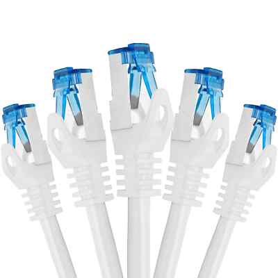 5 x 1m CAT7 Netzwerkkabel Patchkabel Ethernet DSL LAN Netzwerk Kabel weiss