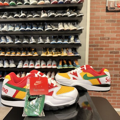 CJ5291 100 Nike Supreme x Air Cross Trainer Low White Yellow Red Size 12 DS   