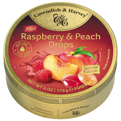 Raspberry Peach Hard Candy Drops 6 oz Tin