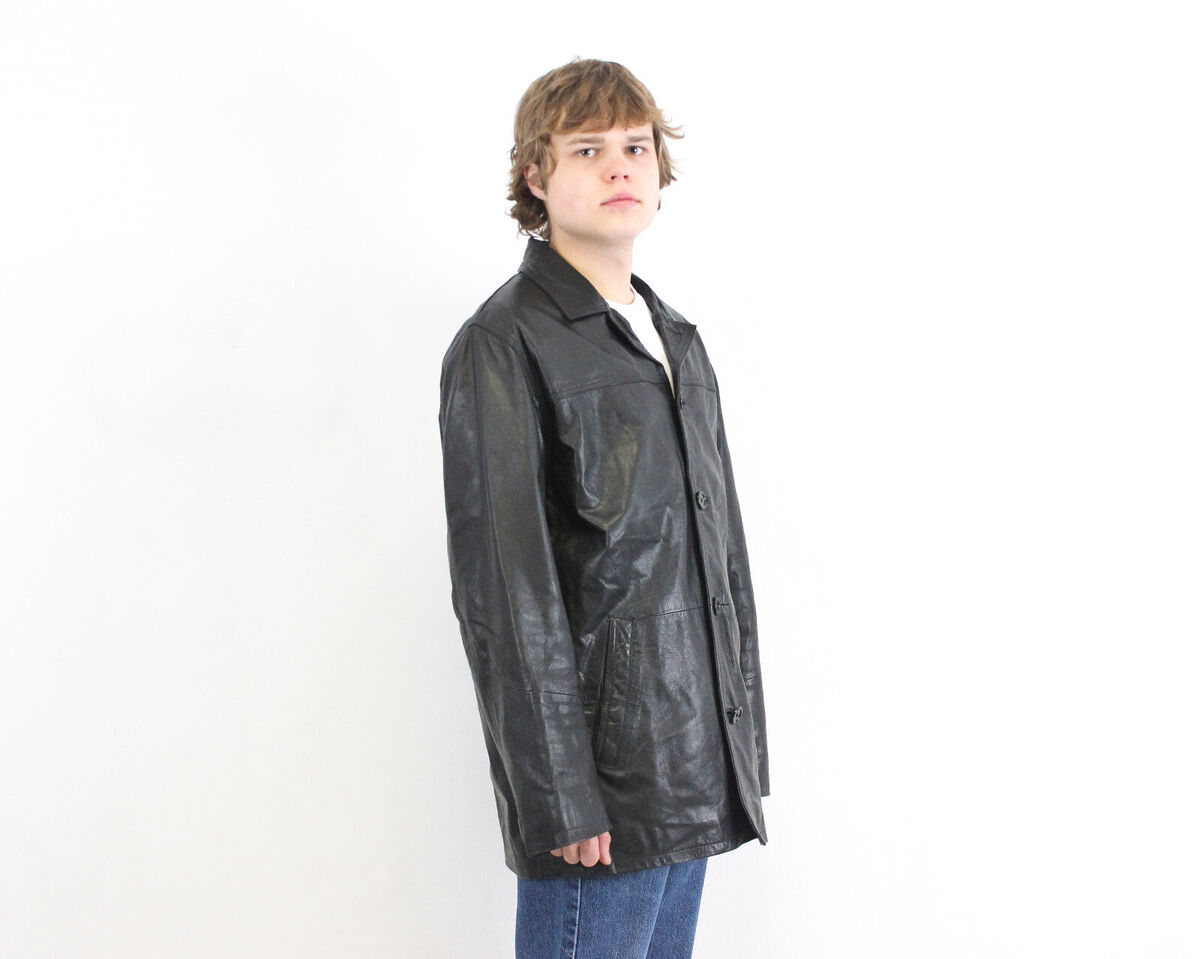 HOLLOWAY Men UK 40 US Leather EU 50 Coat Jacket Blazer Black HOLLOWAY Men UK 40 US Leather EU 50 Coat Jacket Blazer Black
