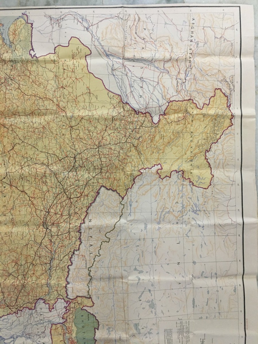 1962 India Vintage ROAD MAP OF INDIA. Large 46in x 56in (12959) | eBay